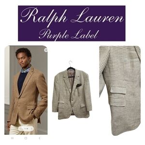 Ralph Lauren Purple Label Plaid Suit Jacket Size 49 R